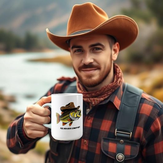 Funny Mug Bass Fish mit Cowboy Hat Kaffeetasse