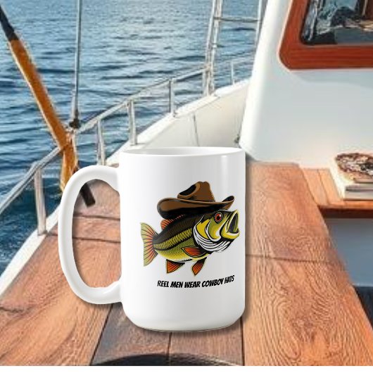 Funny Mug Bass Fish mit Cowboy Hat Kaffeetasse