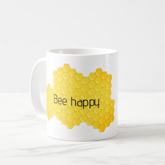 Funny Mug - Bee Happy! Kaffeetasse (Vorderseite Links)