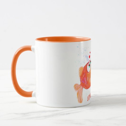 Funny Mug Fish and Worm - Benutzerdefinierter Text Tasse (Links)