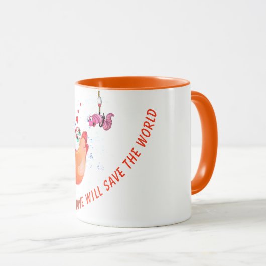 Funny Mug Fish and Worm - Benutzerdefinierter Text Tasse (VorderseiteRechts)