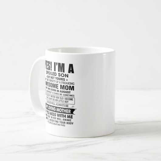 Funny Mug für Sohn mit verrücktem Mama Zitat Kaffeetasse (Vorderseite Links)