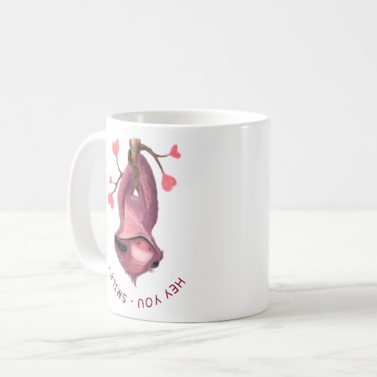Funny Mug Geschenk mit spielerischem Sloth - Läche Kaffeetasse (Vorderseite Links)