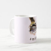 Funny Mug glücklich spielender Strauß - Lächeln Kaffeetasse (Vorderseite Links)