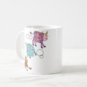 Funny Mug mit farbenfrohen geometrischen Kühen fli Kaffeetasse (Vorderseite Links)
