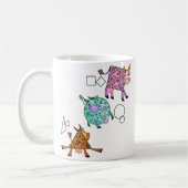 Funny Mug mit farbenfrohen geometrischen Kühen fli Kaffeetasse (Links)