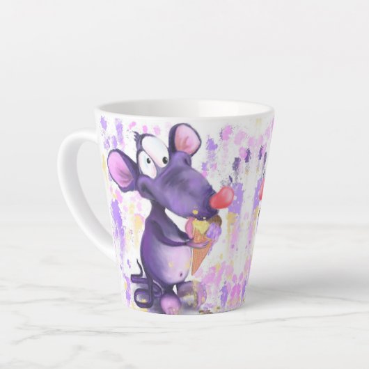Funny Mug mit Happy Lila Mouse Eat Ice Creme Milchtasse (Linke Ecke)