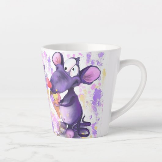 Funny Mug mit Happy Lila Mouse Eat Ice Creme Milchtasse (Rechts)