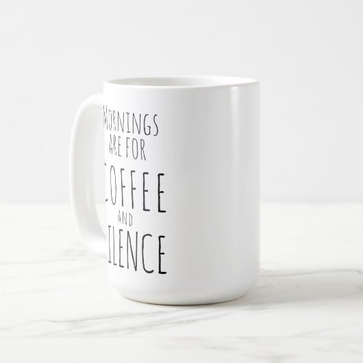 Funny mug, "Morgens sind für Kaffee & Stille" Kaffeetasse (Vorderseite Links)