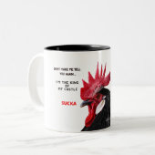 Funny Mug-Rooster, der König von Seinem Schloss Su Zweifarbige Tasse (Vorderseite Links)