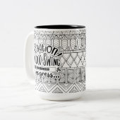 Funny Mug: Vorsicht beim Swing der Laune im Gange Zweifarbige Tasse (Vorderseite Links)