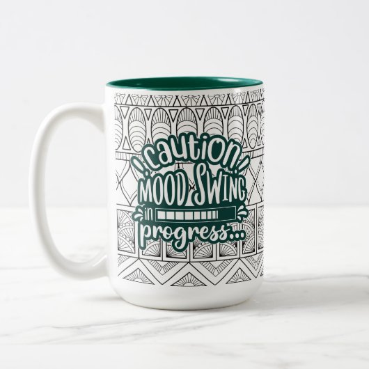 Funny Mug: Vorsicht Swing in Progress Green Zweifarbige Tasse (Links)