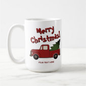 Funny mug with old red truck and Christmas tree Kaffeetasse (Links)