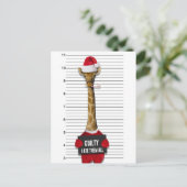 Funny Mugshot Christmas Guilty Giraffe Feiertagspostkarte (Stehend Vorderseite)