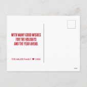 Funny Mugshot Christmas Guilty Giraffe Feiertagspostkarte (Rückseite)