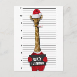 Funny Mugshot Christmas Guilty Giraffe Feiertagspostkarte