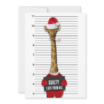 Funny Mugshot Guilty Giraffe Einladung Weihnachten