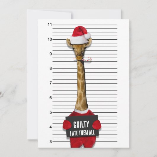 Funny Mugshot Guilty Giraffe Einladung Weihnachten (Vorderseite)