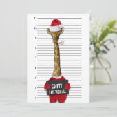 Funny Mugshot Guilty Giraffe Einladung Weihnachten (Stehend Vorderseite)