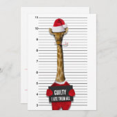 Funny Mugshot Guilty Giraffe Einladung Weihnachten (Vorne/Hinten)