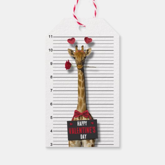 Funny Mugshot Guilty Giraffe Happy Valentine's Day Geschenkanhänger (Rückseite)