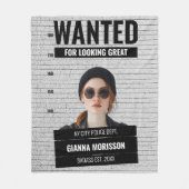 Funny Mugshot Wanted Custom Name & Text Fleecedecke (Vorderseite)