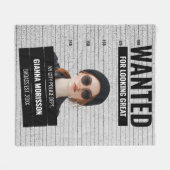 Funny Mugshot Wanted Custom Name & Text Fleecedecke (Vorderseite (Horizontal))