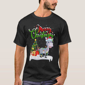 Funny Mule Animal Lover Xmas Lighting Mule Christm T-Shirt