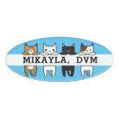 Funny Multicolor Cat Frame Blue Namenschild (Vorderseite)
