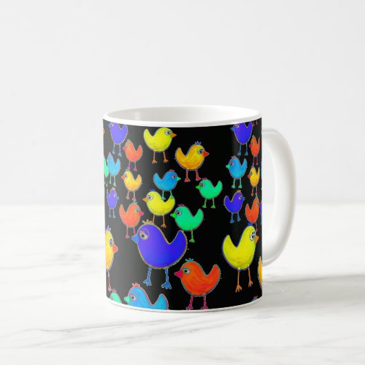 Funny Multicolored Birds Kaffeetasse (VorderseiteRechts)