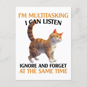 Funny Multitasking Cat Postkarte