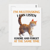 Funny Multitasking Cat Postkarte (Vorne/Hinten)