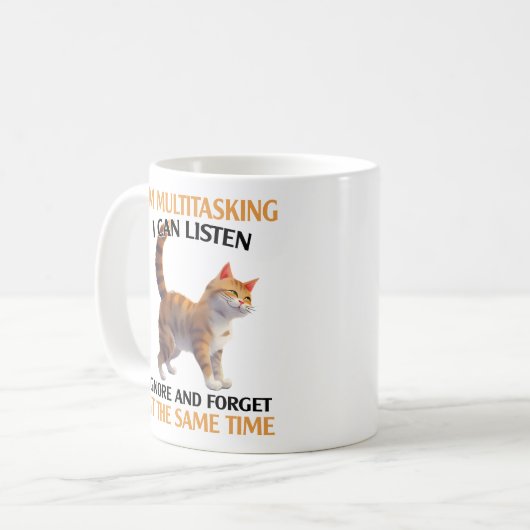 Funny Multitasking Cat Sprichwort Kaffeetasse (Vorderseite Links)