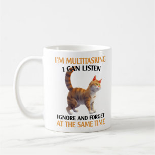Funny Multitasking Cat Sprichwort Kaffeetasse