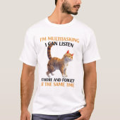 Funny Multitasking Cat T-Shirt (Vorderseite)