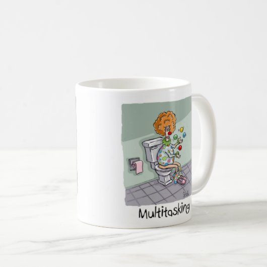 Funny Multitasking ClowCards und Geschenke Kaffeetasse (VorderseiteRechts)