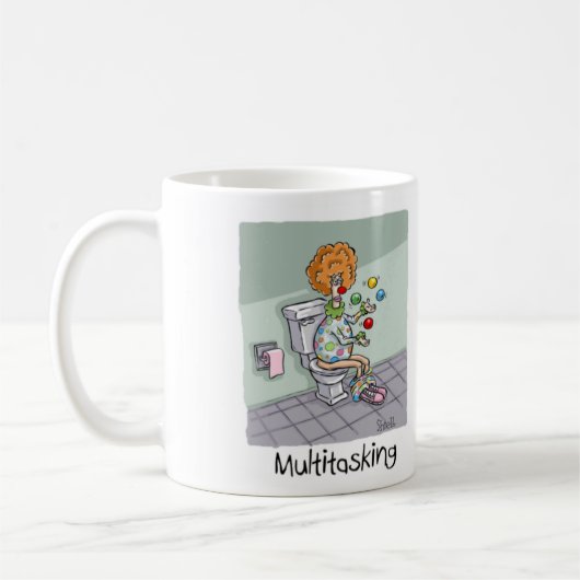 Funny Multitasking ClowCards und Geschenke Kaffeetasse (Links)
