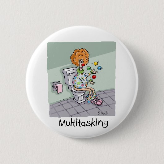 Funny Multitasking Clown Cards und Geschenke Button (Vorderseite)