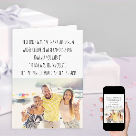 Funny Mum Limerick Worlds Greatest Son Birthday Karte