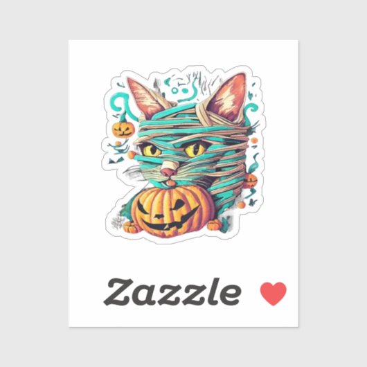 Funny Mummy Cat Halloween Aufkleber (Blatt)