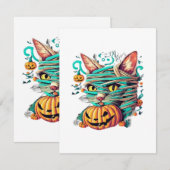 Funny Mummy Cat Halloween Begleitkarte (Vorne/Hinten)