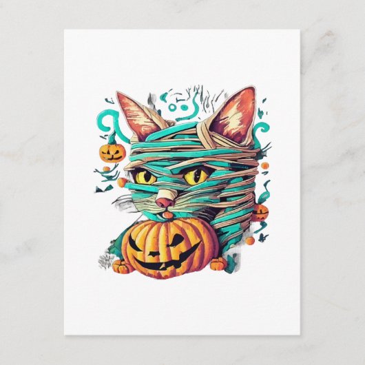 Funny Mummy Cat Halloween Begleitkarte (Vorderseite)