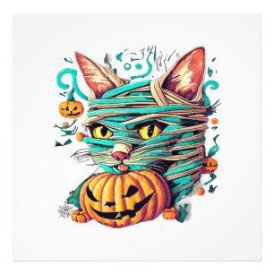 Funny Mummy Cat Halloween Fotodruck