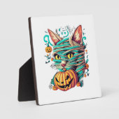 Funny Mummy Cat Halloween Fotoplatte (Vorderseite)