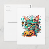 Funny Mummy Cat Halloween Postkarte (Vorne/Hinten)