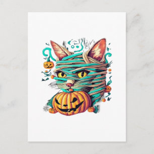 Funny Mummy Cat Halloween Postkarte