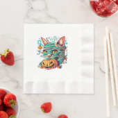 Funny Mummy Cat Halloween Serviette (Beispiel)