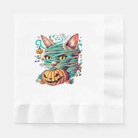 Funny Mummy Cat Halloween Serviette (Vorderseite)