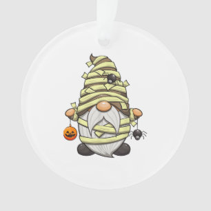 Funny Mummy Gnome mit Jack O' Lantern Halloween G Ornament