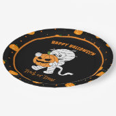 Funny Mummy Walking mit Halloween Pumpkin Party Pappteller (Schrägansicht)
